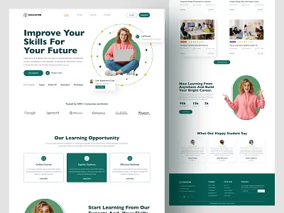 E-Learning Landing Page best designer design designer dribbble best shot education elearning landing page minimal online online course online learning popular design school top designer uiux university web design web designer website concept website designer