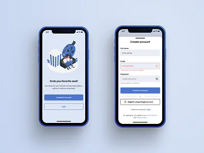Sign Up For Online Movie Ticket || Mobile Apps Concept apps dailyui mobile apps movie ticket product design sign up ui ux