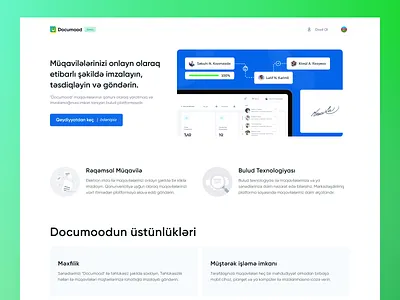 documood.az | UX/UI design | online contract signing azerbaijan clean creative design document documood file green kerim letif modern online send sign signature transfer ui ux web