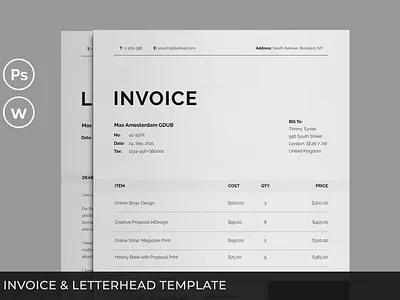 Invoice with Letterhead branding branding identity diy graphic design invoice invoice letterhead invoice print invoice template letterhead print print template stationery stationery set