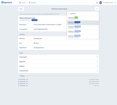 Checklist Template and Version History, App Design dailyui design figma ui ux