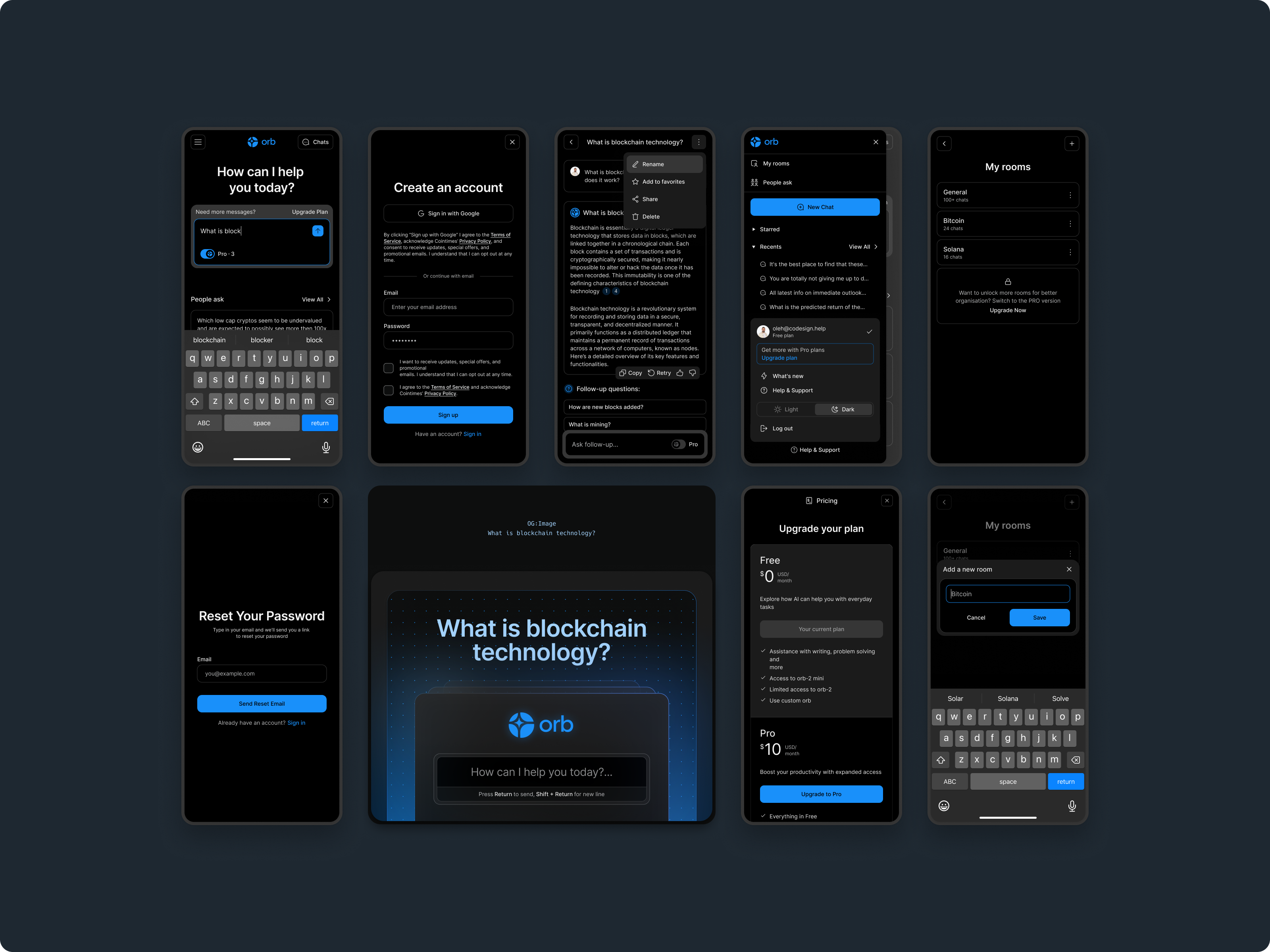 orb ai blockchain codesign dark dashboard logo mobile productdesign ui ukraine ux