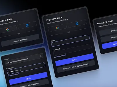 Visual Practice — Log in modals app dark ui design figma login modal register