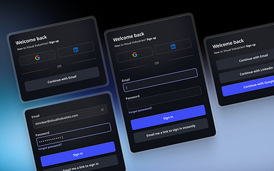 Visual Practice — Log in modals app dark ui design figma login modal register