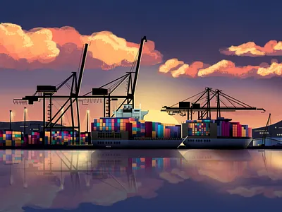 Sunset At The Port graphic design sunset