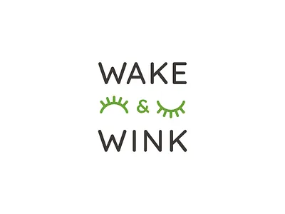 Wake & Wink energy logo minimal playful wordmark