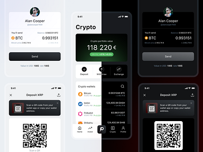 Dark scheme for app app crypto design figma ui ux