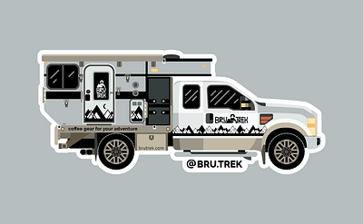 BruTrek 4 Rig adventure branding camper coffee ford graphic design illustration outdoors overland overlanding rig rv shapes simple summer trailer travel truck van life vector