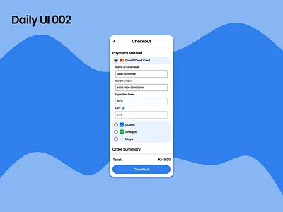 Daily UI 002 Credit Card Checkout app dailyui design ui ux