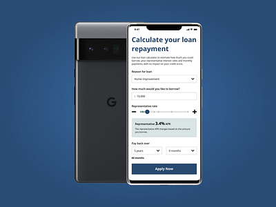 Loan Repayment Calculator | Daily Design Challenge calculator dailyui loan mobile slider ui website