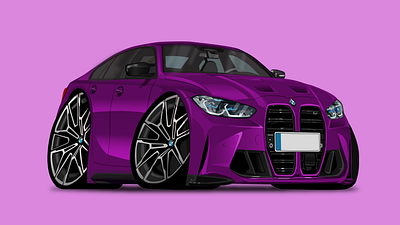 BMW Car Illustration bmw bmw car branding car carillustration cartoon design digital illustration illustration illustrator motivational purple illustration t shirt design vector