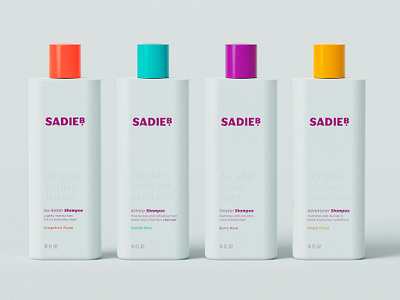 SadieB Shampoo Group branding identity lettering logo packaging personal care shampoo typography