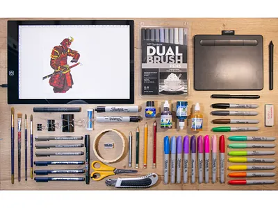 Knolling of my Workspace graphic design photography product product photography