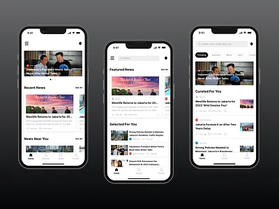 Homepage for News App Concept app design article app black white clean ui design discover page homepage indonesia mobile app mobile app concept mobile app design mobile ui news app news app concept news mobile app news ui ui uidesign uiuxdesign user interface
