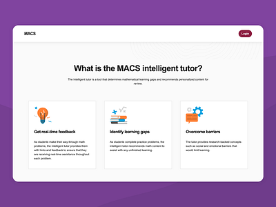 MACS AI Tutor website adobe xd ai algebra ar branding design digital learning education technology graphic design icon illustration learning math mockups stem ui ux web design