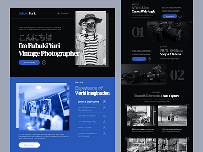 📷 Fubuki Yuri - Photographer Portfolio Website big bigtypography blue clean clear dark darkmode landing landingpage photographer picko pickolab strong ui uiux uiuxdesign ux vintage website