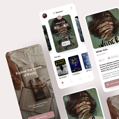 Cubo - Mobile Reading App app audiobook book books clean design ebook library mobile ui online book library reading ui ux