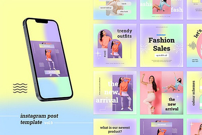 Instagram Post Template colorful fashion feed gradient instagram instagram post template marketing posts product promote promotion social media