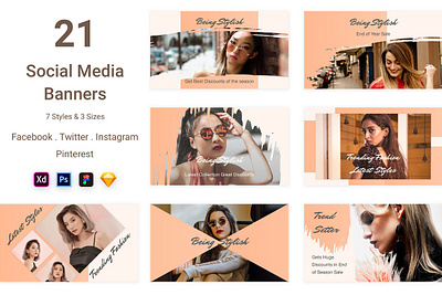 21 Social Media Banners Kit 21 social media banners kit advertisement banner banners kit commence creative facebook instagram network networking pinterest promotion share social media banners kit socialmedia template twitter