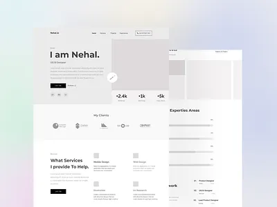 Personal portfolio landing page (wireframe) case study clean ui design figma landing page personal landig portfolio portfolio landing page trending ui user interface web design website wireframe