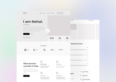 Personal portfolio landing page (wireframe) case study clean ui design figma landing page personal landig portfolio portfolio landing page trending ui user interface web design website wireframe