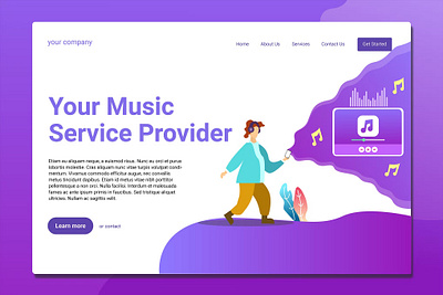 Music Streaming Service - Landing Page app branding business customize design digital graphic design landing landing page motion graphics pipe workers streaming service ui ui design ux ux design walkthrough web website workers illustration