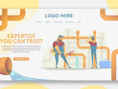 Pipe Workers Illustration - Landing Page app branding business customize design digital graphic design landing landing page motion graphics pipe workers streaming service ui ui design ux ux design walkthrough web website workers illustration