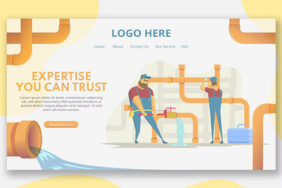 Pipe Workers Illustration - Landing Page app branding business customize design digital graphic design landing landing page motion graphics pipe workers streaming service ui ui design ux ux design walkthrough web website workers illustration