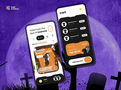 Ecommerce - Mobile App UI Concept app capi creative design ecommerce halloween mobile mobileapp shopping online tshirt ui