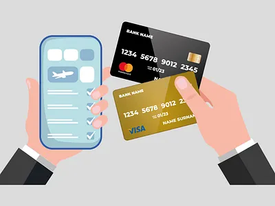 Card Payment through Mobile App amex card payment graphic design mastercard payment illustration vector vector art vector illustration visa