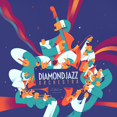 Diamond Jazz Orchestra - Sample Library by Strezov Sampling band figurative illustration jazz music musicians poster sampling strezov