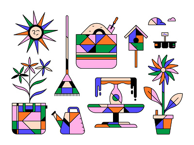 Spring in the Southern Hemisphere design gardening geometric icon illustration minimal nature shapes spring vector