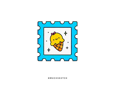 Summer of Icecream🍦 affinity designer character design cold cute design dessert icecream illustration illustrator kawaii muchminis postage procreate ribbon smile stamp stationery stickers summer vector