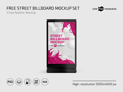 Free Street Billboard Mockup banner banners billboard free freebie mockup mockups psd template
