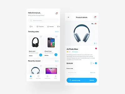 Ecommerce App 🛒 airpods app apple delivery e commerce ecommerce electronic store marketplace mobile mobile app my cart online shop online store shop app shopping app ui