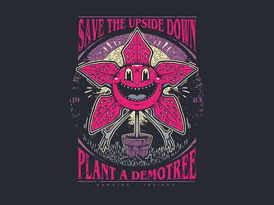 Plant a Demotree cartoon design funny illustration pop pop culture stranger things t shirt tee vector