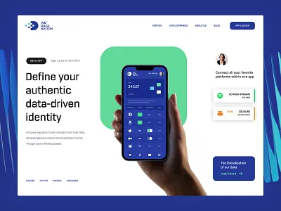 WeDataNation | Landing app blockchain branding cryptocurrency screen design ui design website