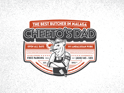 Cheeto´s Dad andalusian butcher butcher illustration butcher logo carnicero carnicería cerdo internet malaga meat meme merch merch design merch illustrarion podcast pork spain spanish twitch yo interneto