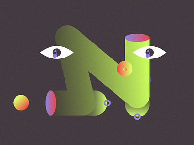 N 36daysoftype art character drop eyes gif illustration lettering n typo typography vector