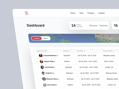 Spotnana - Travel Technology Startup branding chart clean dashboard design digital flight illustration list map minimal passenger plane spotnana trip ui user website