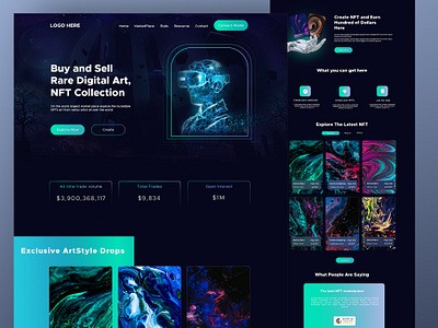 NFT Marketplace Website graphic design illustration nft app nft marketplace nft web design nft web design 2022 trending nft trending website design ui ui ux website design