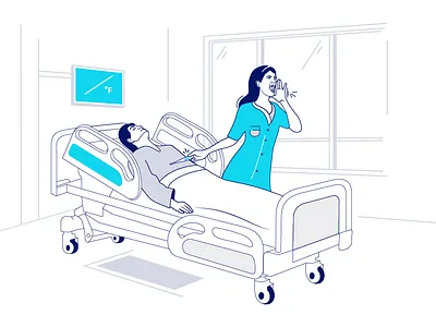nurse calling for help design flat illustration nurse vector web