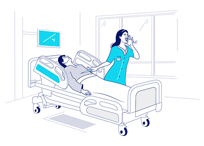 nurse calling for help design flat illustration nurse vector web