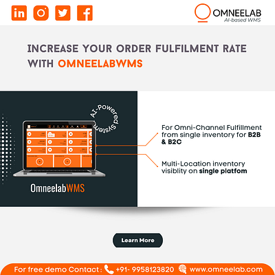 Order Fulfilment Rate with our AI-powered OmneelabWMS branding design illustration