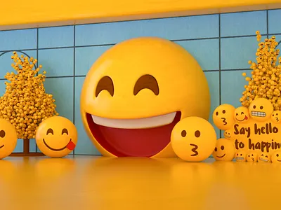 The Emoji Project 3d animated art brown cinema 4d clean design emoji emotions event graphic design interior mall minimal motion octane procreate render visualization yellow
