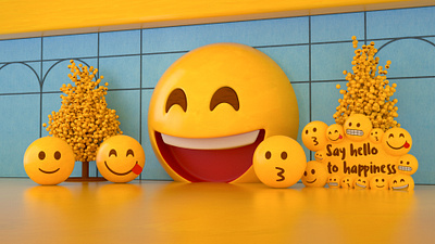The Emoji Project 3d animated art brown cinema 4d clean design emoji emotions event graphic design interior mall minimal motion octane procreate render visualization yellow
