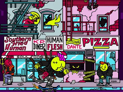 Keep Pushing Universe hell illustration keep pushing skateboard