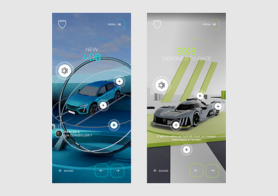 Le Salon Peugeot 3d app application branding car electriccar hybrid interaction mobile peugeot photography salondelauto typography user interface