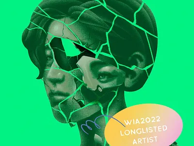 Survival - WIA2022 aoi awards broken design digital graphicdesign green illustration kintsugi linework portrait survival survive woman worldillustrationawards