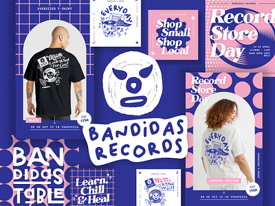 Bandidas Records Branding Project branding design illustration logo merchandise merchandise design record store record store day records vinyl vinyls